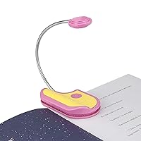 Amber Reading Light Rechargeable, Book Light Kids for Reading in Bed, Clip On Reading Book Light, 2 Lighting Modes, Blue Light Blocking for Eye-Care, Small Bookmark Light for Bookworm-Pink
