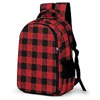 Red Buffalo Plaid Travel Laptop Backpack Lightweight 16.5 Inch Computer Bag Shoulder Bag for Men Women