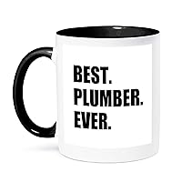 3dRose Best Plumber Ever Fun Plumbing Job Appreciation Gift Black Text Two Tone Mug, 1 Count (Pack of 1)