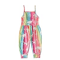 Kids Girls One Piece Floral Print Romper Jumpsuit Sleeveless Elastic Waist Boho Style Playsuit Casual Clothes