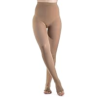 SIGVARIS Women’s Style Soft Opaque 840 Open Toe Pantyhose 30-40mmHg - Nude - Medium Short