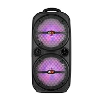 QFX PBX-8008SM TWS Bluetooth 8” Woofers Rechargeable Portable Speakers with AC Adapter and Microphone,Black