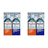 DayQuil and NyQuil VapoCOOL Severe Combo Cold & Flu + Congestion Medicine, Max Strength Relief for Fever, Sore Throat, Nasal Congestion, Sneezing, Cough, 2 x 12 oz Bottles, 1 NyQuil, 1 DayQuil