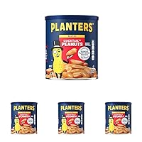 Salted Cocktail Peanuts, Party Snacks, Plant Based Protein 16oz (1 Canister) (Pack of 4)
