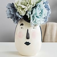 Ceramic Vase for Decor, Face Shape Flower Vase, Decorative Modern Table Floral Vases for Living Room Indoor Home Decor, Wedding Centerpieces/Arrangements, Bottom Waterproof