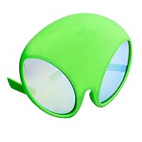Sun-Staches Green Alien Glow in the Dark Mirror Sunglasses Costume Accessory, UV 400 Lenses, Alien Green Mask One Size Fits Most, 8