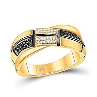 The Diamond Deal 14kt Yellow Gold Womens Round Black Color Enhanced Diamond Band Ring 1/10 Cttw