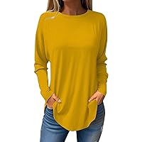 Plus Size Long Sleeve Tee Shirts for Women Tshirts Shirts for Women Shirts for Women Shirts for Women Black Long Sleeve Shirt Women Y2K Shirts Top Womens Long Sleeve Shirts Yellow S