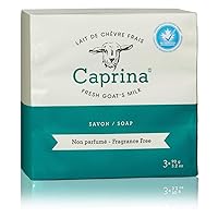 Caprina Fresh Goat’s Milk Soap Bar, Fragrance Free, 3.2 oz (8 - 3 Packs), Cleanses Without Drying, Biodegradable Soap, Moisturizing, Vitamin A, B2, B3, and More