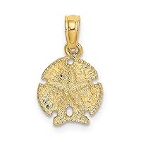 14k Gold Sand Dollar With Star 2 d Charm Pendant Necklace Measures 15x9.8mm Wide 1.6mm Thick Jewelry for Women