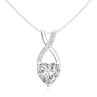 Natural Diamond Infinity Heart Pendant Necklace with Diamond for Women in Sterling Silver / 14K Solid Gold/Platinum