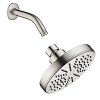 BRIGHT SHOWERS Rain Showerhead Fixed Shower Head Angle Adjustable and Matching 6 Inch Brass Shower Pipe Arm Bathroom Rain Shower Arm