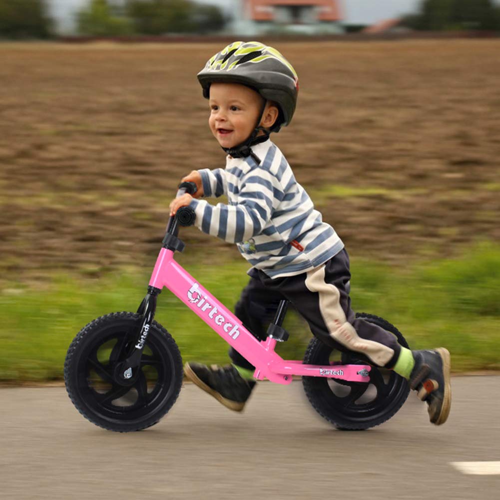 Birtech Balance Bike for 2, 3, 4, 5 6 Year Old Kids, 12 Inch Toddler Balance Bike Kids Indoor Outdoor Toys, No Pedal Training Bicycle with Adjustable Seat Height, Pink