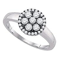 The Diamond Deal Sterling Silver Womens Round Diamond Flower Cluster Ring 1/2 Cttw