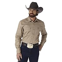 Wrangler Men's Authentic Cowboy Cut Work Western Long-Sleeve Firm Finish Shirt, Khaki, XX-Large