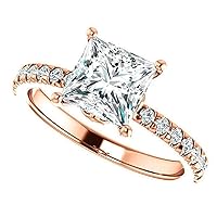 2 CT Princess Cut Colorless Moissanite Wedding Ring, Bridal Ring Set, Engagement Ring, Solid Gold Sterling Silver, Anniversary Ring, Promise Ring, Perfect for Gifts or As You Want Cocktail Rings