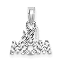 10k White Gold Number 1 Mom Block Letter Name Personalized Monogram Initials Charm Pendant Necklace Measures 13.4x12.3mm Wide Jewelry for Women