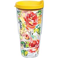Made in USA Double Walled Fiesta Insulated Tumbler Cup Keeps Drinks Cold & Hot, 24oz, Floral Bouquet