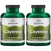 Swanson Cayenne - Herbal Supplement Promoting Digestion, Circulation & Metabolism Support - Natural Formula May Support Heart Health - (300 Capsules, 450mg Each) 2 Pack