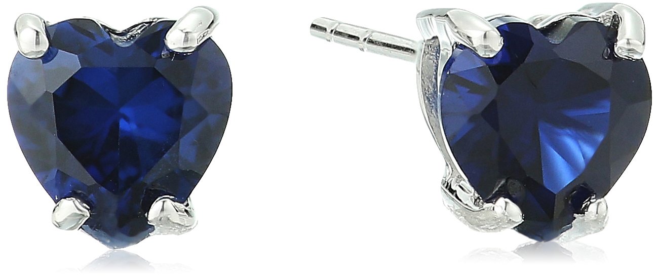 Amazon Collection 10k White Gold Gemstone Heart Stud Earrings for Women with Butterfly Backs