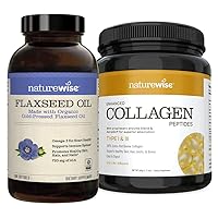NatureWise Organic Flaxseed Oil Max 720mg ALA Enhanced Collagen Peptides (45 Servings)