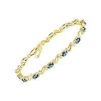 Rylos Bracelets for Women Yellow Gold Plated Silver Classic S Tennis Bracelet Gemstone & Genuine Diamonds Adjustable to Fit 7