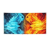 Fire vs ice art print Party Banner Soft Anti-Fading Party Banner Decorations Festival Decorations For Christmas Birthday Gathering Small
