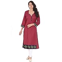 Women Cotton Dress Maroon Color Tunic Beautiful Indian Frock Suit Casual Party Wear Maxi Dress Plus Size