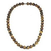 Mens Tiger Eye Necklace - 14mm Large Beaded Necklace - Prosperity Crystals - Anti Depression Jewelry - 24 Inch Chain - Healing Crystal Jewelry