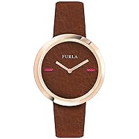 Furla Womens Analogue Quartz Watch with Leather Strap R4251110508, Brown, 34MM, Strap