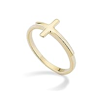 Miabella 925 Sterling Silver or 18K Gold Over Silver Sideways Cross Ring for Women Teen Girls Made in Italy