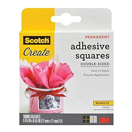 Scotch Adhesive Squares, .45 in x .45 in, 1000 Count, Excellent for all Paper Crafts (009-1000-CFT)