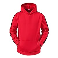 Pullover Hoodie Men Men's Midweight Fleece Pullover Hoodies Casual Color Block Hooded Sweatshirt With Pocket