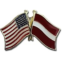 AES Wholesale Pack of 6 USA American & Latvia Country Flag Bike Hat Cap Lapel Pin