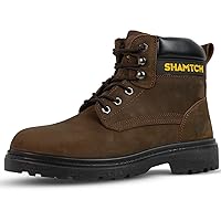 Work Boots for Men Steel Toe, Nubuck Leather Rubber Sole, Waterproof Slip Resistant Insulated Durable, Utility Industrial Work Shoes with Safety Toe, Suitable for Men and Women
