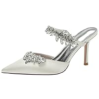 Womens Rhinestones Mary Jane Slip On Wedding Sandals Bridal Shoes 8.5CM