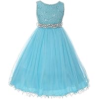 Princess Blue Pageant Dresses for Girls Kids Prom Ball Gown