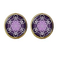 Metatron Cube Earrings Sacred Geometry Flower Art Charm Jewelry Friend Gift