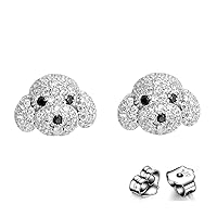 Bellitia Jewelry 925 Sterling Silver Fashion Teddy Dog Puppy Stud Earrings for Women, Spinel Cubic Zirconia Ear Piercing Jewelry Set