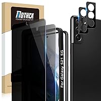 Mothca [2+2 Pack Privacy Screen Protector for Samsung Galaxy S21 5G 6.2-inch[Not for S21+/Ultra] Anti Spy PET Film(Not Glass) + Camera Lens Protector with Alignment Tray, Fingerprint ID Compatible