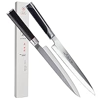 CHUYIREN Sushi Knife Sashimi Knife- 9.5 inch 2PK, Stainless Steel Handle And Wenge Wood Handle