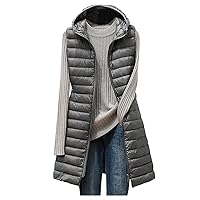 Womens Winter Slim Quilted Vest with Hood Lightweight Solid Zip Up Padded Jacket Hoodies Casual Sleeveless Waistcoat