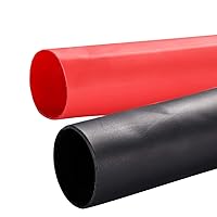 2 Pack 1'' Heat Shrink Tube 3:1 Adhesive-Lined Heat Shrinkable Tubing Black&RED 4Ft