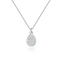 Adabele 1pc Natural Druzy Crystal Teardrop Pendant Gemstone Necklace 18 inch Electroplated Healing Raw Chakras Stone Hypoallergenic Tarnish Resistant Women Jewellery