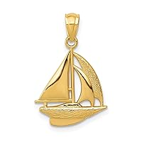 Saris and Things 14k Yellow Gold Solid Sailboat Charm Pendant