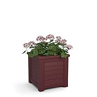 Mayne Lakeland 16in Square Planter - Cranberry Red - 16in x 16in x 16in - Polyethylene - Built-in Water Reservoir (5866-CBR)