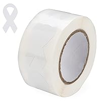 Small White Ribbon Awareness Stickers for Bone Cancer, Lung Cancer, Adoption, Scoliosis, Blindness Awareness Events - Perfect for Events, and Fundraising (1 Roll -250 Stickers)