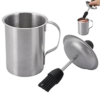 Basting Brush, Stainless Steel Basting Pot with Basting Brush, Airtight Bbq Sauce Brush Pot Set with Handle, Heat-resistant Portable Sauce Brush for Cooking, Bbq Grill Accessories