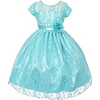 Flower Girl Short Sleeve Lace Special Occasion Dress