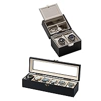 Watch Box, Watch Case for Men Women, Wooden Watch Display Storage Box, Watch Travel Case for Men, Wood Watch and Jewelry Box for Woman wtc-black-wb-61black